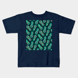 Green Mosaic Pineapples Kids T-Shirt